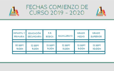 Fechas comienzo de curso