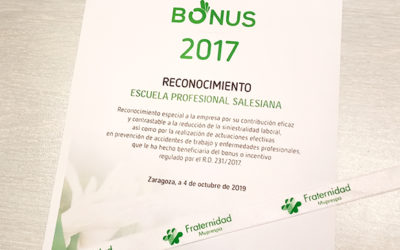 Salesianos Zaragoza recibe el Bonus 2017 de Fraternidad – Muprespa